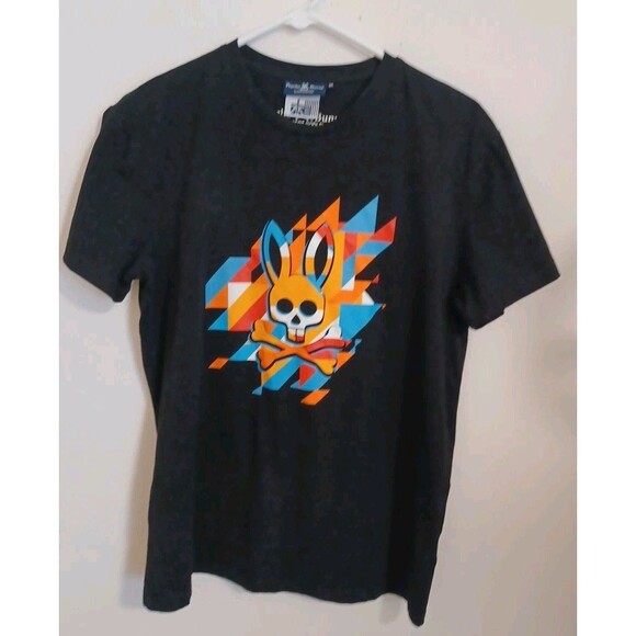 Vtg Psycho Bunny Graphic T Shirt M Black Shortsleeve Skull Bones Godley Skater - Picture 1 of 8